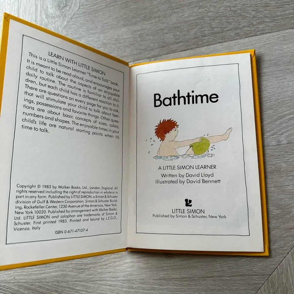 Bathtime Book Vintage Little Simon Learner ISBN 0671471074 1983 Walker Books